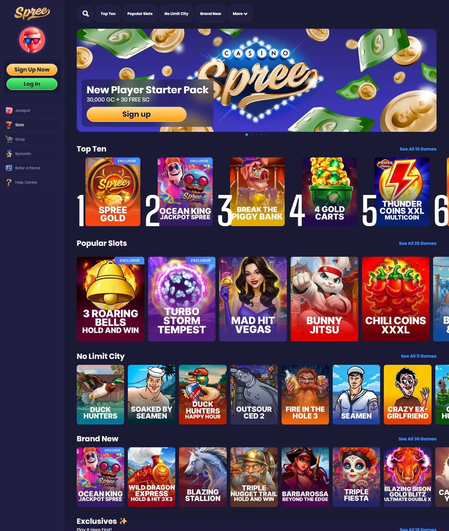 Screenshot of the Spree website